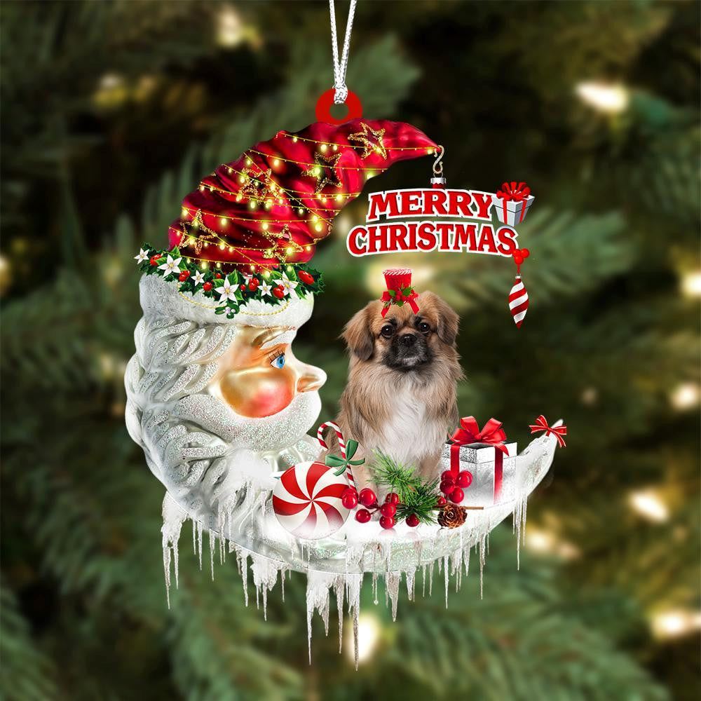 Pekingese On The Moon Merry Christmas Hanging Ornament, Christmas Gift, Christmas Tree Decorations, Christmas Ornament 2023