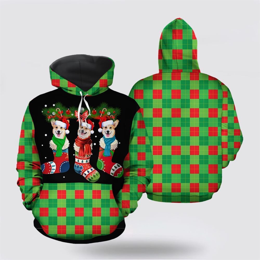 Pembroke Welsh Corgi Socks All Over Print 3D Hoodie For Men & Women, Christmas Dog Hoodie, Christmas Hoodie Cute, Christmas Gift
