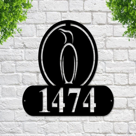 Penguin Address Sign, Penguin Metal Sign, Metal Address Sign, Metal Address Plaque, Wall Metal Sign, Home Decor Sign, Anniversary Gift