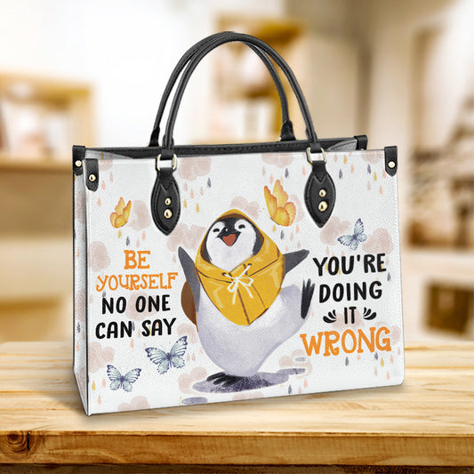 Penguin Be Yourself Leather Bag, Best Gifts For Penguin Lovers, Women's Pu Leather Bag