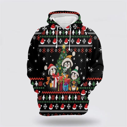Penguin Christmas Tree All Over Print 3D Hoodie For Men & Women, Christmas Dog Hoodie, Christmas Hoodie Cute, Christmas Gift