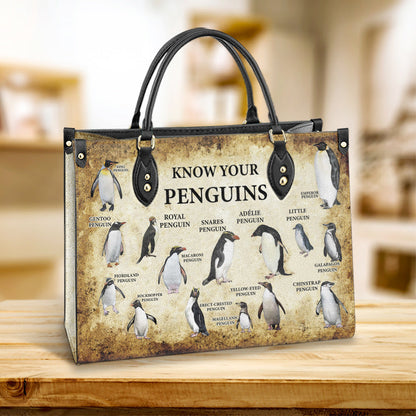 Penguin Lover Know Your Penguins Leather Bag, Best Gifts For Penguin Lovers, Women's Pu Leather Bag