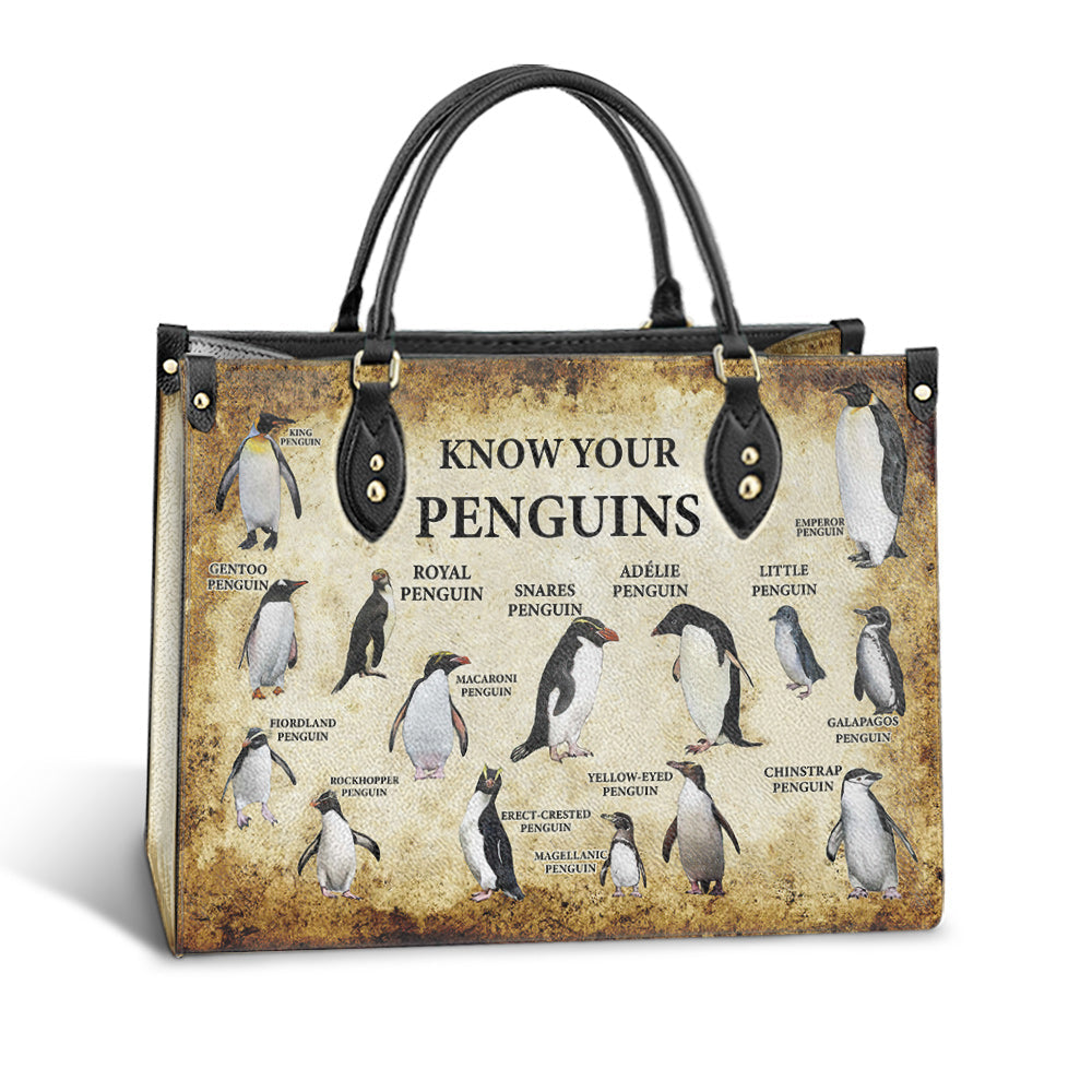 Penguin Lover Know Your Penguins Leather Bag, Best Gifts For Penguin Lovers, Women's Pu Leather Bag