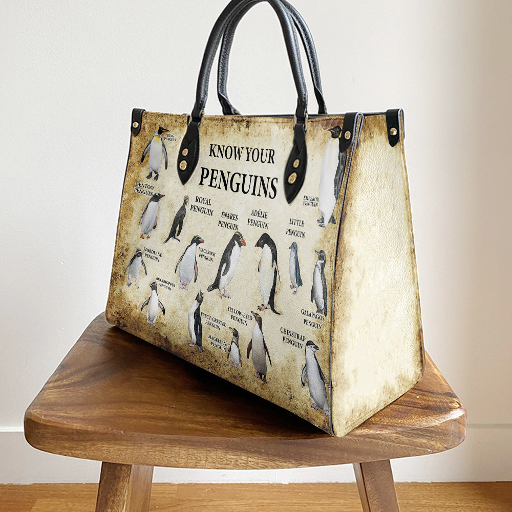 Penguin Lover Know Your Penguins Leather Bag, Best Gifts For Penguin Lovers, Women's Pu Leather Bag
