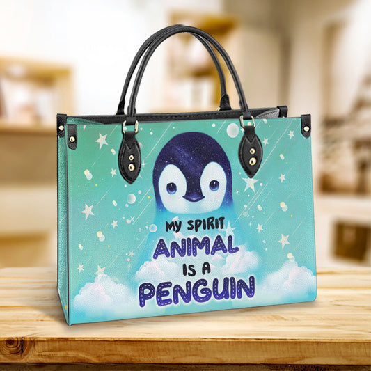 Penguin Lover My Spirit Animal Is A Penguin Leather Bag, Best Gifts For Penguin Lovers, Women's Pu Leather Bag