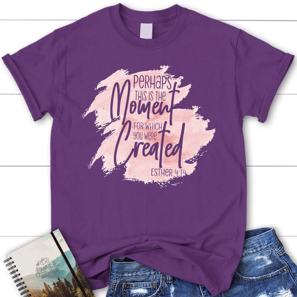 Perhaps This Is The Moment For Which You Were Created Esther 414 Christian T Shirt, Blessed T Shirt, Bible T shirt, T shirt Women