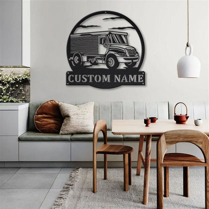 Personalization Armored Truck Monogram Metal Sign, Led Lights Armored Truck Metal Sign, Metal Wall Decor, Wall Hanging Art, Home Decor Sign