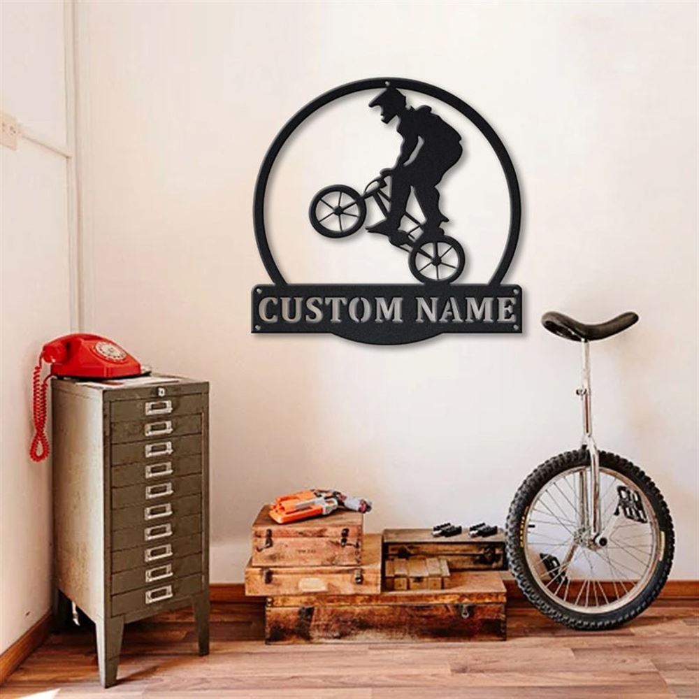 Personalization BMX Biker Metal Sign, Led Lights BMX Cycle Sport Metal Sign, Metal Wall Decor, Wall Hanging Art, Home Decor Sign