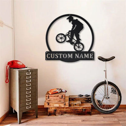 Personalization BMX Biker Metal Sign, Led Lights BMX Cycle Sport Metal Sign, Metal Wall Decor, Wall Hanging Art, Home Decor Sign