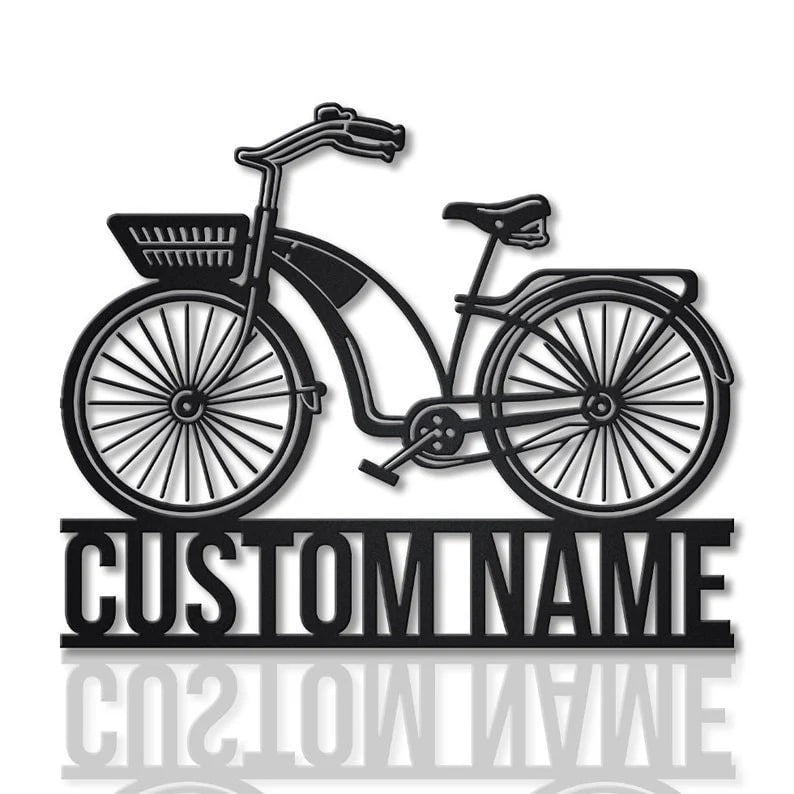 Personalization Bicycle Sport Girl Monogram Metal Sign, Led Lights Bicycle Sport Metal Sign, Metal Wall Decor, Wall Hanging Art, Home Decor Sign