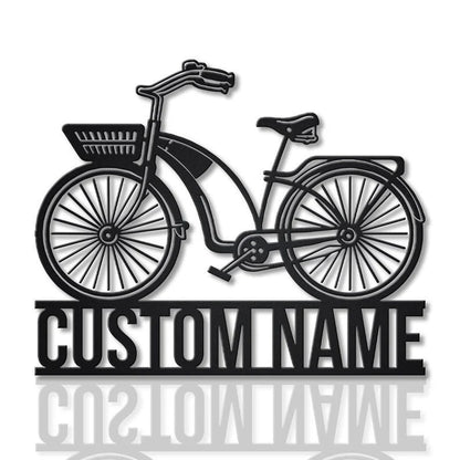 Personalization Bicycle Sport Girl Monogram Metal Sign, Led Lights Bicycle Sport Metal Sign, Metal Wall Decor, Wall Hanging Art, Home Decor Sign