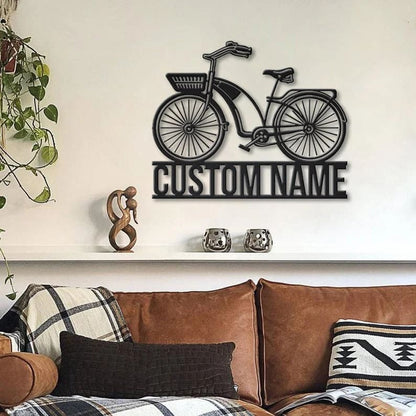 Personalization Bicycle Sport Girl Monogram Metal Sign, Led Lights Bicycle Sport Metal Sign, Metal Wall Decor, Wall Hanging Art, Home Decor Sign