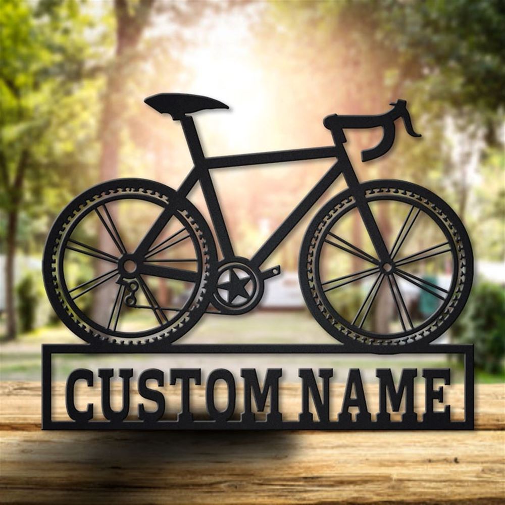 Personalization Bicycle Sport Monogram Metal Sign, Led Lights Bicycle Sport Metal Sign, Metal Wall Decor, Wall Hanging Art, Home Decor Sign