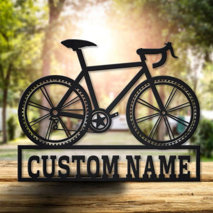 Personalization Bicycle Sport Monogram Metal Sign, Led Lights Bicycle Sport Metal Sign, Metal Wall Decor, Wall Hanging Art, Home Decor Sign