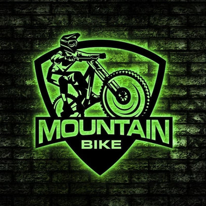 Personalization Bike Mountain Design Metal Wall Art, Led Lights Family Metal Sign, Metal Wall Decor, Wall Hanging Art, Home Decor Sign