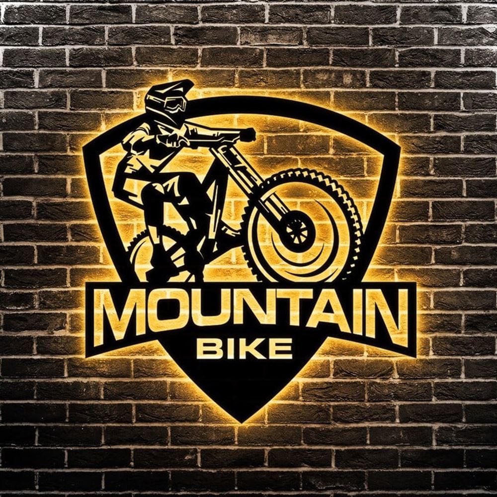Personalization Bike Mountain Design Metal Wall Art, Led Lights Family Metal Sign, Metal Wall Decor, Wall Hanging Art, Home Decor Sign