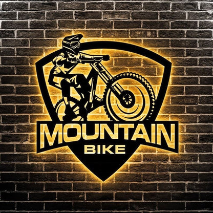 Personalization Bike Mountain Design Metal Wall Art, Led Lights Family Metal Sign, Metal Wall Decor, Wall Hanging Art, Home Decor Sign