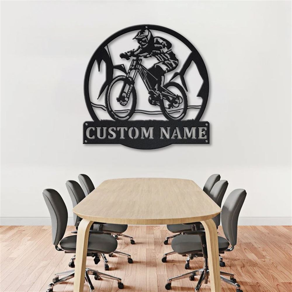 Personalization Downhill Mountain Biking Monogram Metal Sign, Metal Wall Decor, Wall Hanging Art, Home Decor Sign