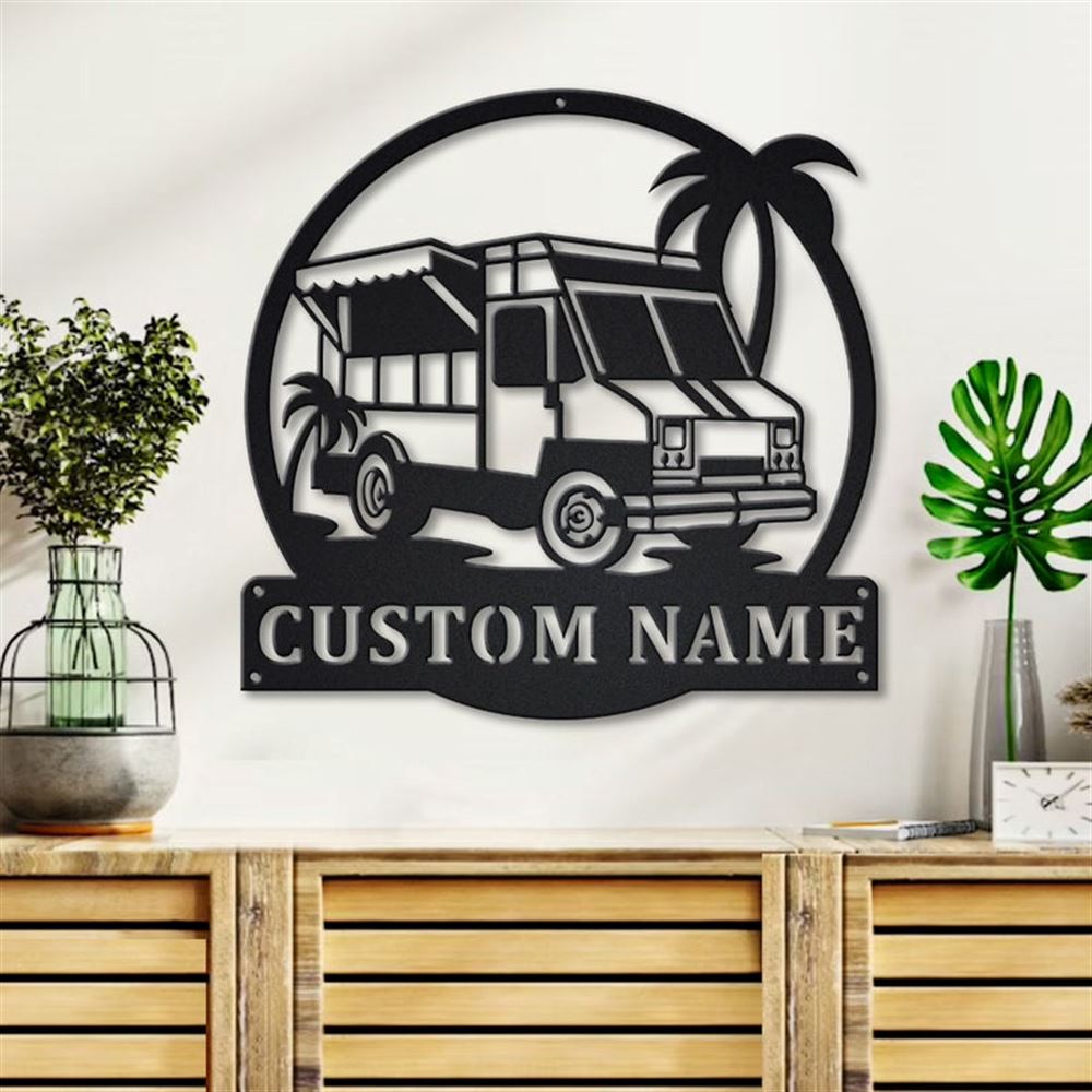 Personalization Food Truck Metal Sign, Led Lights Food Truck Metal Sign, Metal Wall Decor, Wall Hanging Art, Home Decor Sign