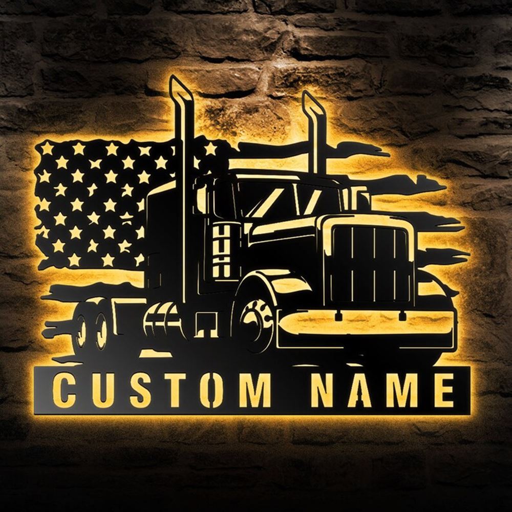 Personalization Garage Sign Metal Wall Art, Truck Sign, Led Lights Workshop Metal Sign, Metal Wall Decor, Wall Hanging Art, Home Decor Sign