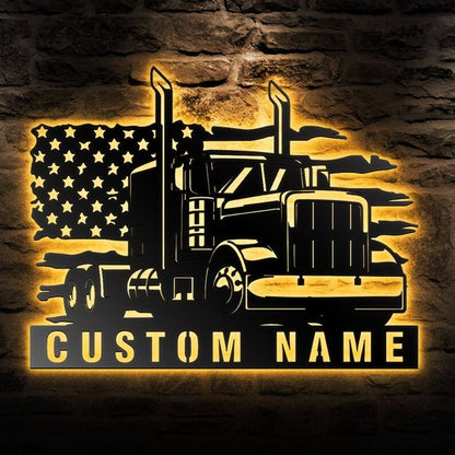 Personalization Garage Sign Metal Wall Art, Truck Sign, Led Lights Workshop Metal Sign, Metal Wall Decor, Wall Hanging Art, Home Decor Sign
