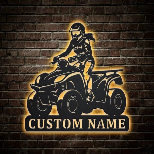 Personalization Girl Ride ATV Metal Sign, Led Lights Girl Ride ATV Metal Sign, Metal Wall Decor, Wall Hanging Art, Home Decor Sign