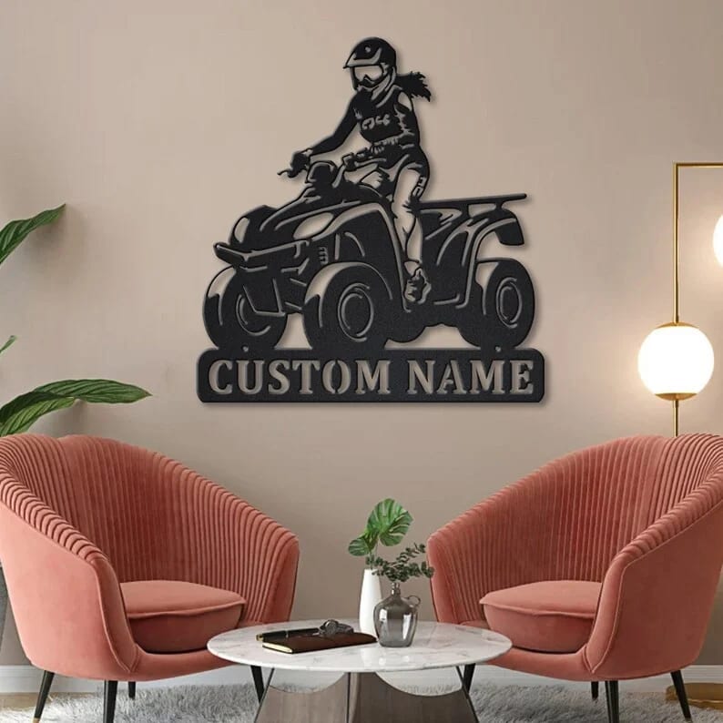 Personalization Girl Ride ATV Metal Sign, Led Lights Girl Ride ATV Metal Sign, Metal Wall Decor, Wall Hanging Art, Home Decor Sign