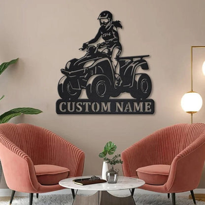 Personalization Girl Ride ATV Metal Sign, Led Lights Girl Ride ATV Metal Sign, Metal Wall Decor, Wall Hanging Art, Home Decor Sign