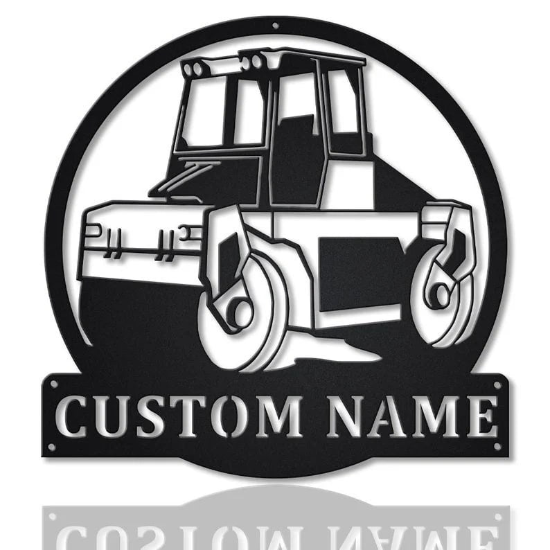 Personalization Road Compactor Roller Metal Sign, Led Lights Road Compactor Roller Metal Sign, Metal Wall Decor, Wall Hanging Art, Home Decor Sign