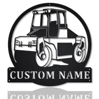 Personalization Road Compactor Roller Metal Sign, Led Lights Road Compactor Roller Metal Sign, Metal Wall Decor, Wall Hanging Art, Home Decor Sign