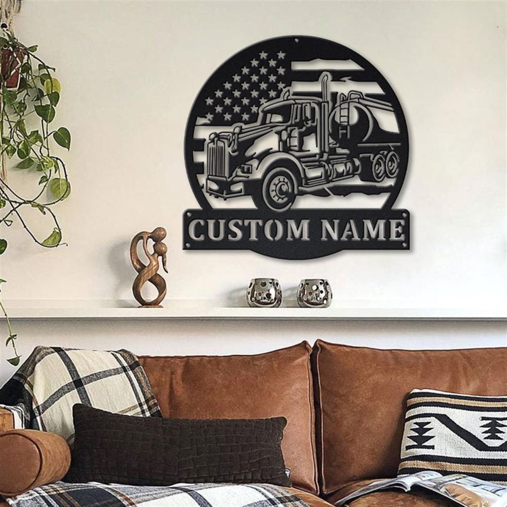 Personalization US Tanker Truck Metal Sign, Led Lights US Tanker Truck Metal Sign, Metal Wall Decor, Wall Hanging Art, Home Decor Sign