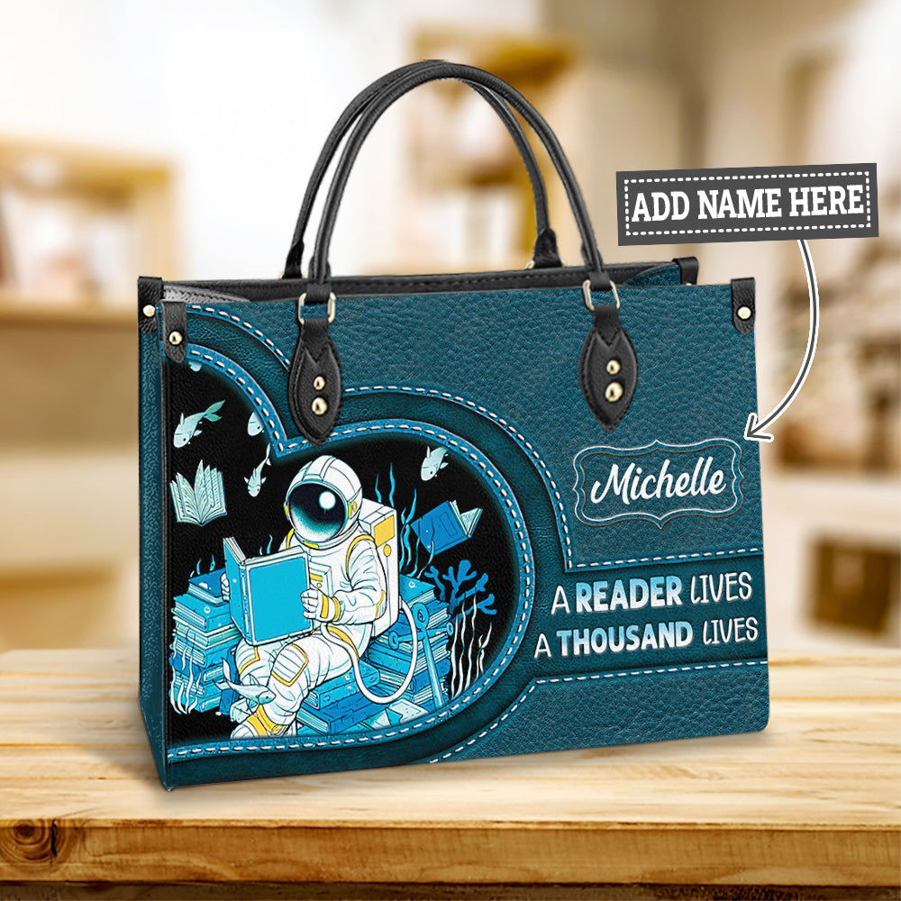Personalize Book A Reader Lives A Thousand Lives Leather Bag, Women's Pu Leather Bag, Best Mother's Day Gifts