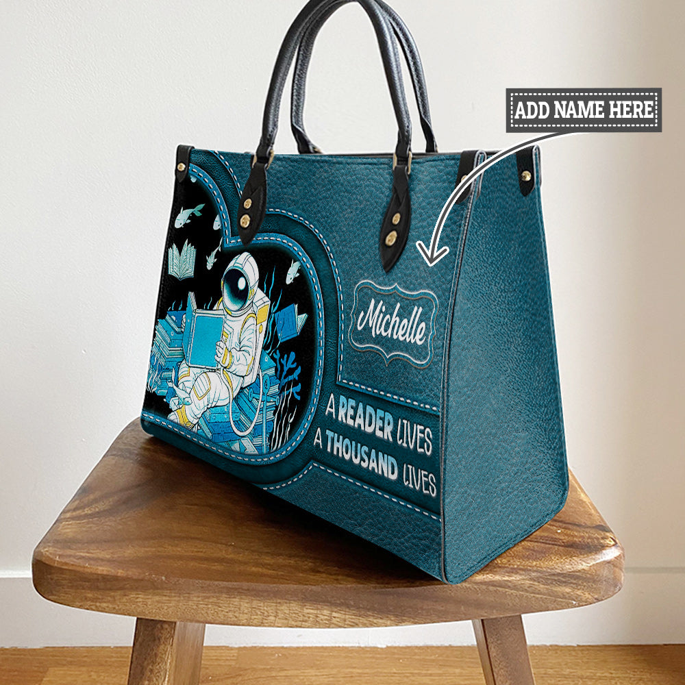 Personalize Book A Reader Lives A Thousand Lives Leather Bag, Women's Pu Leather Bag, Best Mother's Day Gifts