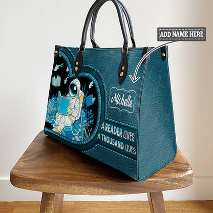 Personalize Book A Reader Lives A Thousand Lives Leather Bag, Women's Pu Leather Bag, Best Mother's Day Gifts