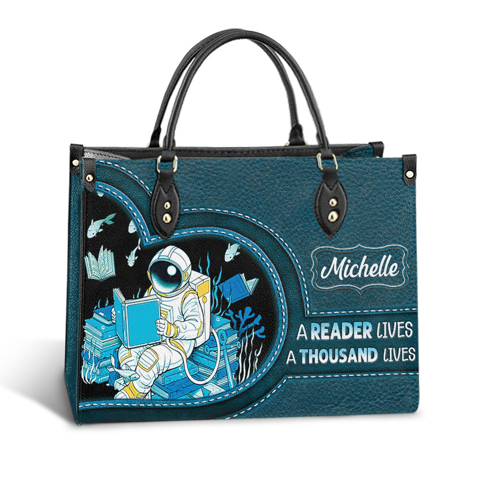 Personalize Book A Reader Lives A Thousand Lives Leather Bag, Women's Pu Leather Bag, Best Mother's Day Gifts