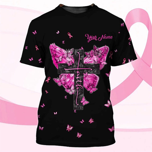 Personalized A Breast Cancer Warrior Born In August Breast Cancer All Over Print 3D T Shirt, Breast Cancer Gift Ideas, Unisex T Shirt