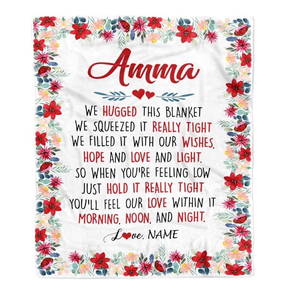Personalized Amma Blanket From Grandkids Grandson Granddaughter We Hugged This, Mother's Day Blanket, Mothers Day Birthday Gifts For Mom