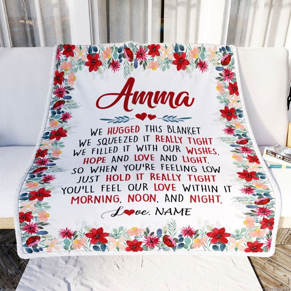 Personalized Amma Blanket From Grandkids Grandson Granddaughter We Hugged This, Mother's Day Blanket, Mothers Day Birthday Gifts For Mom
