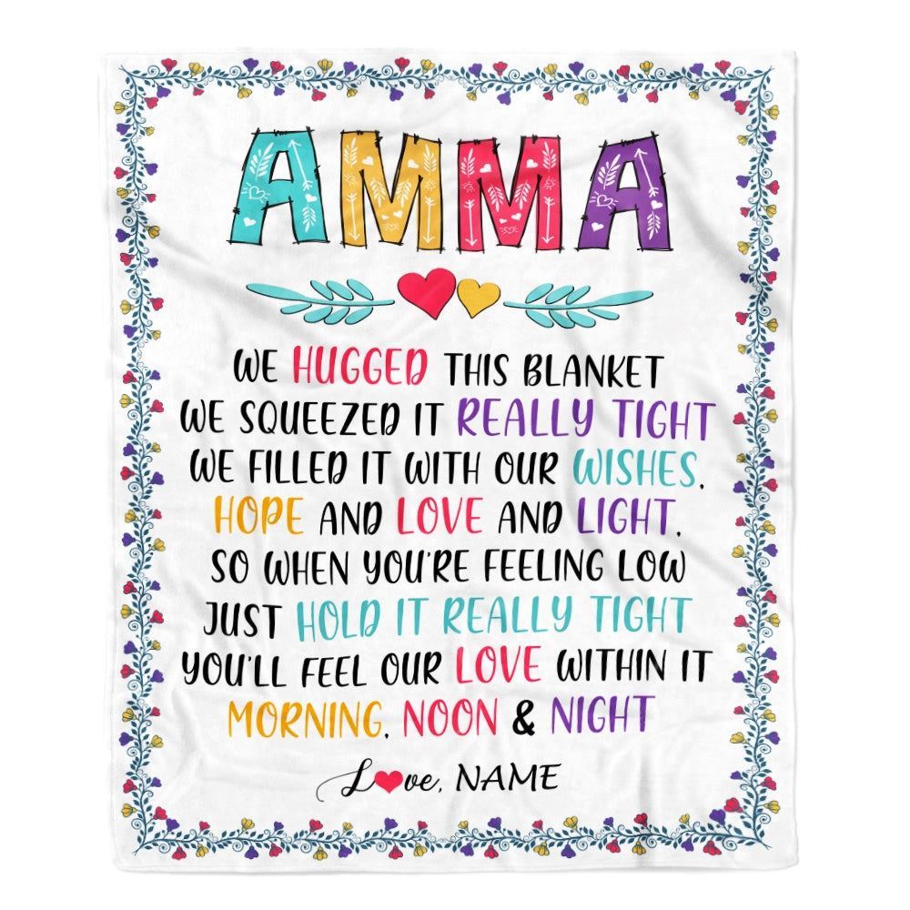 Personalized Amma Blanket From Grandkids We Hugged This, Mother's Day Blanket, Mothers Day Birthday Gifts For Mom