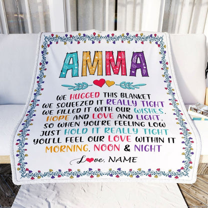 Personalized Amma Blanket From Grandkids We Hugged This, Mother's Day Blanket, Mothers Day Birthday Gifts For Mom