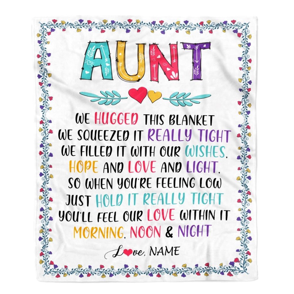 Personalized Aunt Blanket From Nephew Niece We Hugged This, Mother's Day Blanket, Mothers Day Birthday Gifts For Mom