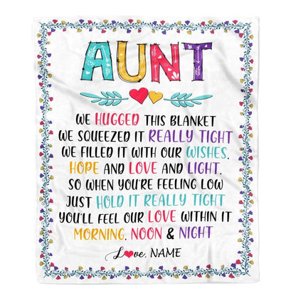 Personalized Aunt Blanket From Nephew Niece We Hugged This, Mother's Day Blanket, Mothers Day Birthday Gifts For Mom