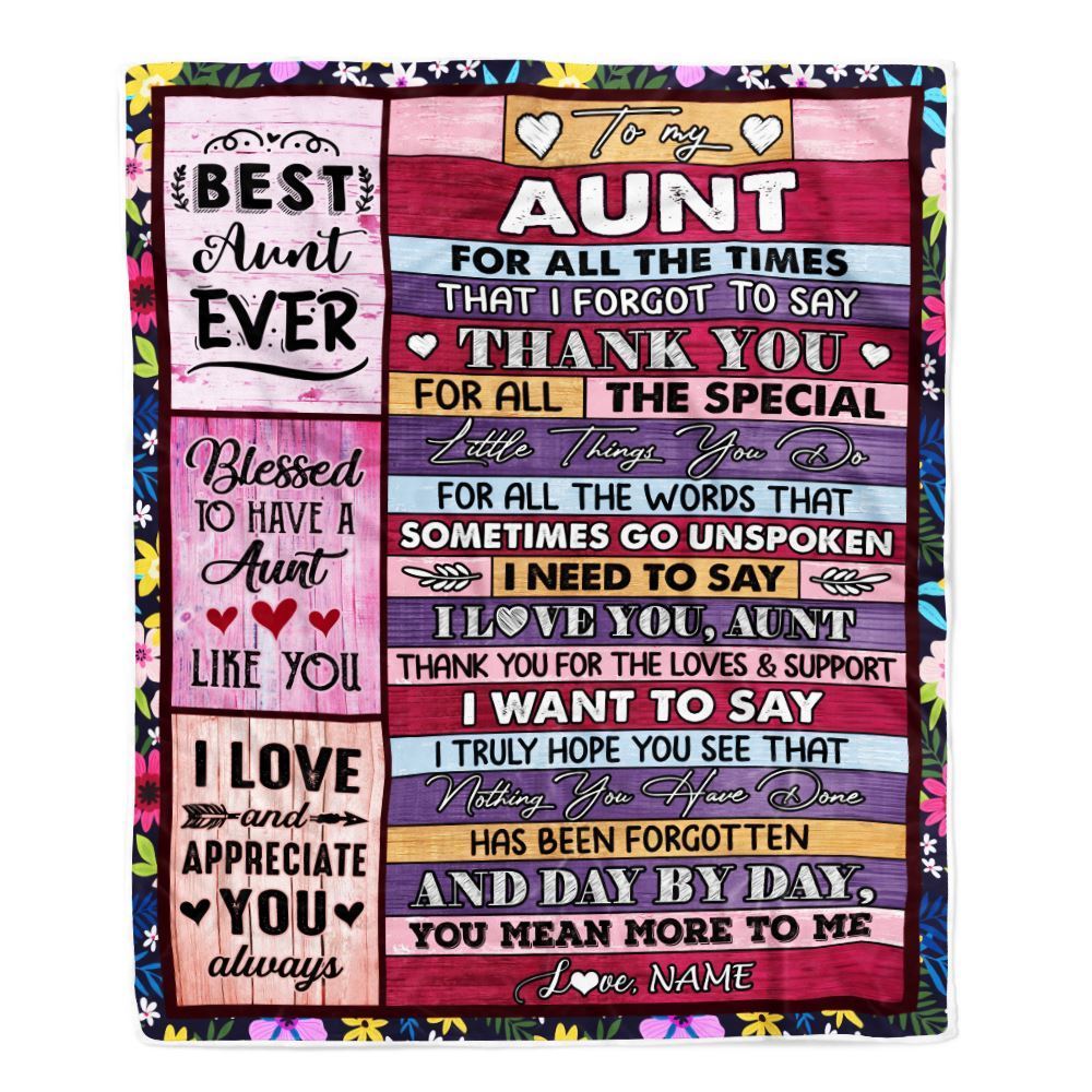 Personalized Aunt Blanket From Niece Nephew Thank You For The Love, Mother's Day Blanket, Mothers Day Birthday Gifts For Mom