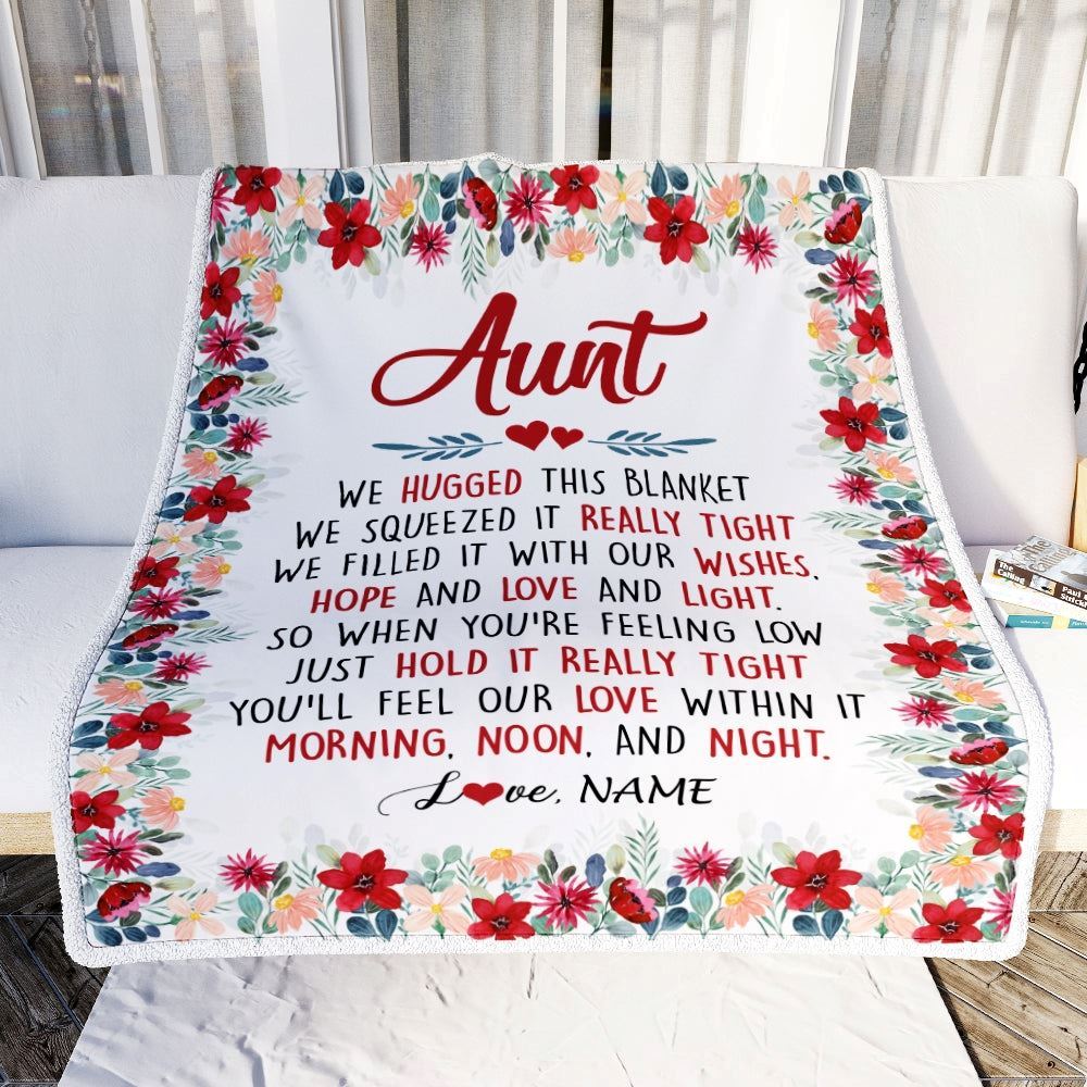 Personalized Aunt Blanket From Niece Nephew We Hugged This, Mother's Day Blanket, Mothers Day Birthday Gifts For Mom
