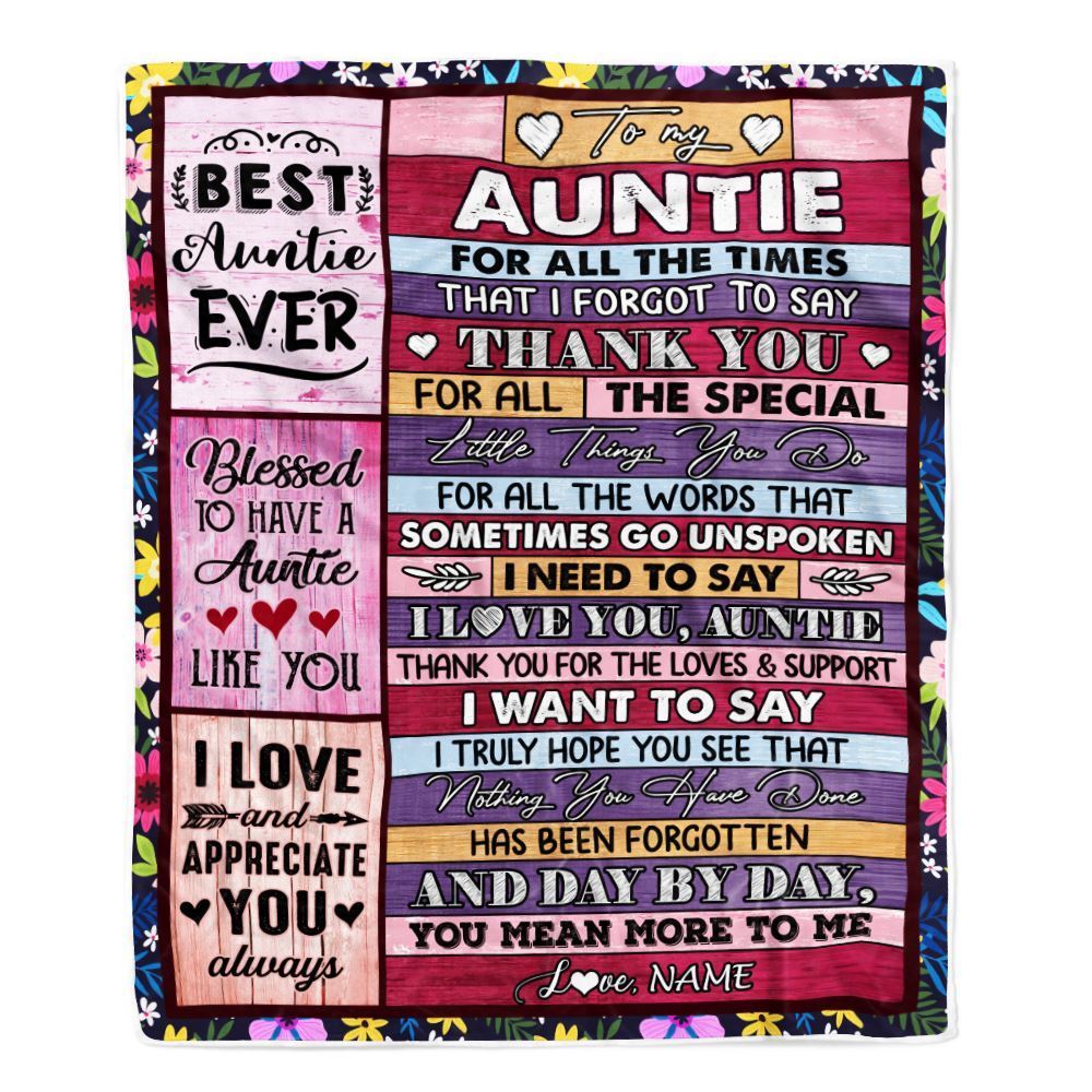 Personalized Auntie Blanket From Niece Nephew Thank You For The Love, Mother's Day Blanket, Mothers Day Birthday Gifts For Mom