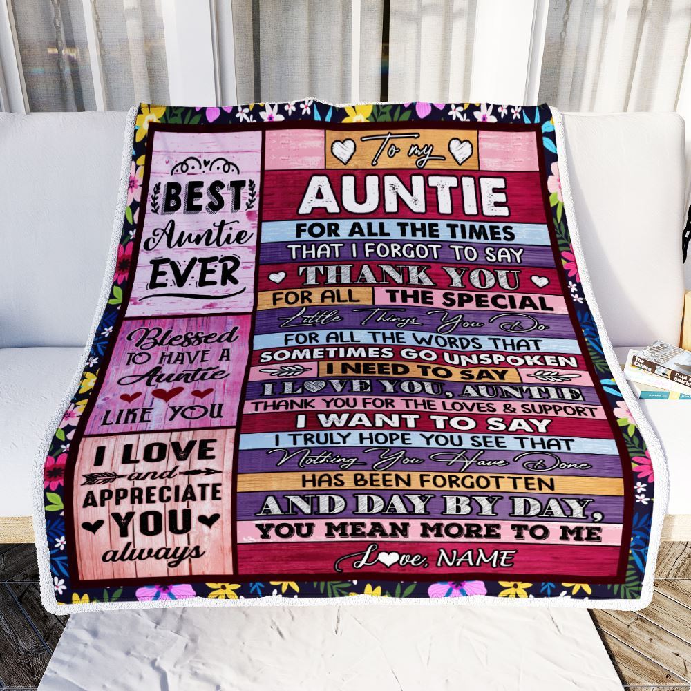 Personalized Auntie Blanket From Niece Nephew Thank You For The Love, Mother's Day Blanket, Mothers Day Birthday Gifts For Mom