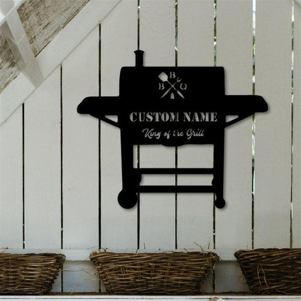 Personalized Backyard Bar & Grill Metal Wall, Kitchen Metal Sign, Bbq Outside Wall Decor, Metal Grill Sign Decor