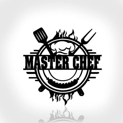 Personalized Backyard Bar & Grill Metal Wall, Patio Metal Sign, Bbq Outside Decor, Master Cheff Sign