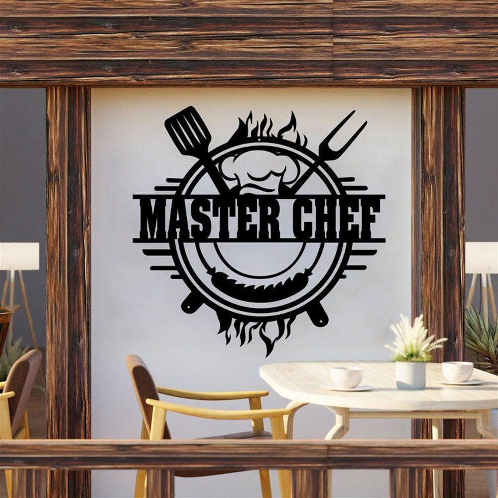 Personalized Backyard Bar & Grill Metal Wall, Patio Metal Sign, Bbq Outside Decor, Master Cheff Sign