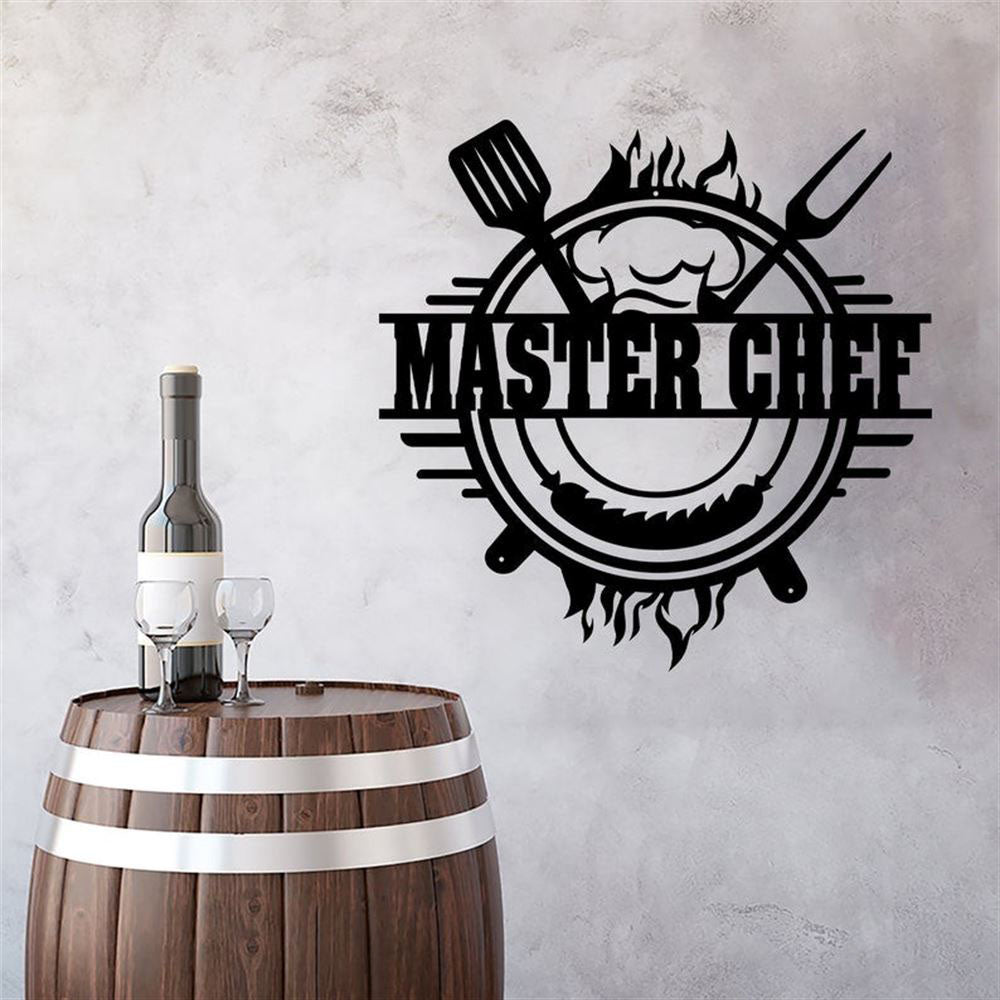 Personalized Backyard Bar & Grill Metal Wall, Patio Metal Sign, Bbq Outside Decor, Master Cheff Sign